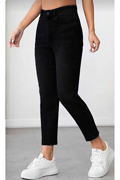 JAXEN Γυναικείο μαύρο τζιν παντελόνι Boyfrend με ψηλή μέση Lycra, εξαιρετικά ...