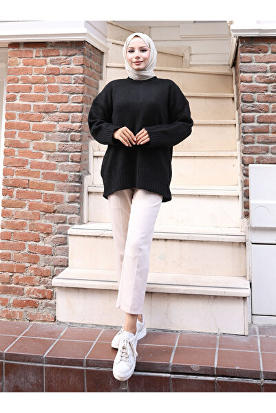 VAV Wide Sleeve Yumoş Sweater - Black -