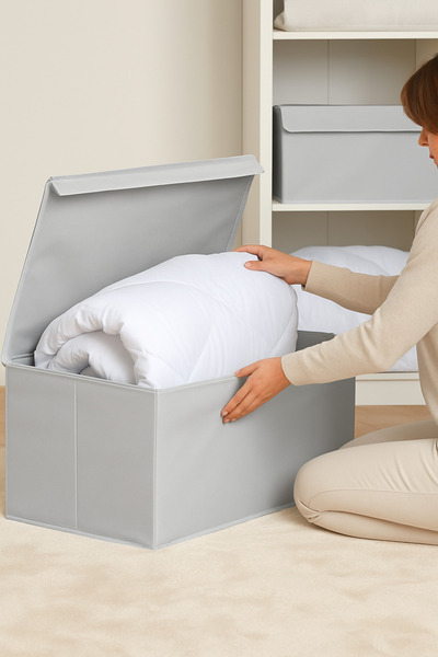 Serstil Mega Size Box with Lid – XXL Quilt Blanket Storage Box Organizer 70X40X30