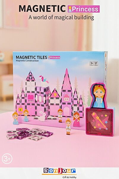 Toyaş Manyetik Yapı Blokları Çocuklar Için Renkli 3 Boyutlu Manyetik Karo Oyu...