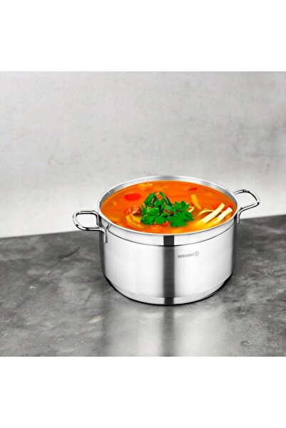 KORKMAZ Oala cu capac din inox, 18x10cm 2.5litri, compatibila cu toate tipurile de aragaz,