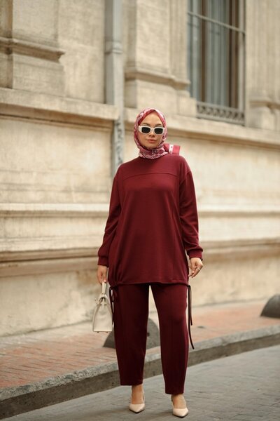 NS Moda Tesettür Efnan Suit Burgundy