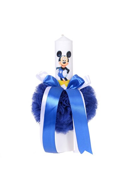 BebeNou Λαμπάδα Βάπτισης για Αγόρια, Μπλε Τούλι & Φιογκάκια Denikos® 78