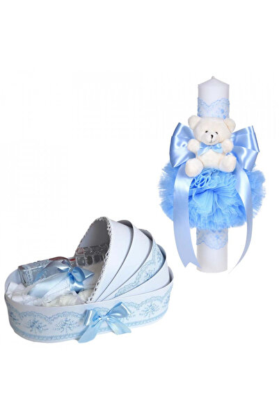 BebeNou Σετ Λαμπάδας & Ριγέ Βάπτισης για Αγόρι Denikos® C1098