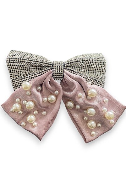 TAKIŞTIR Lilac Color Ribbon Figured Pearl and Stone Detailed Automatic Buckle