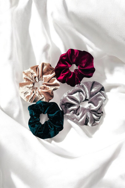 PETEK AKSESUAR Velvet 4 Pieces Rubber Bands Mixed Color