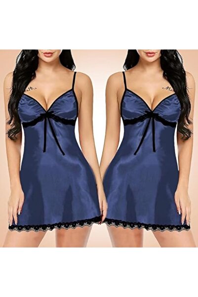 Margoun Satin Spaghetti Strap Nightdress Nightgown Lace Trim V Neck Chemise Y136