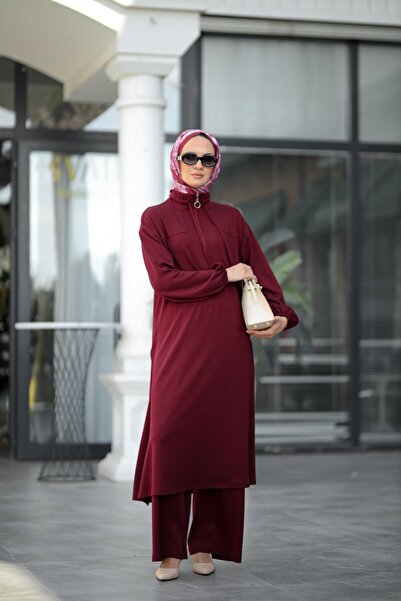 NS Moda Tesettür Feza Suit Burgundy