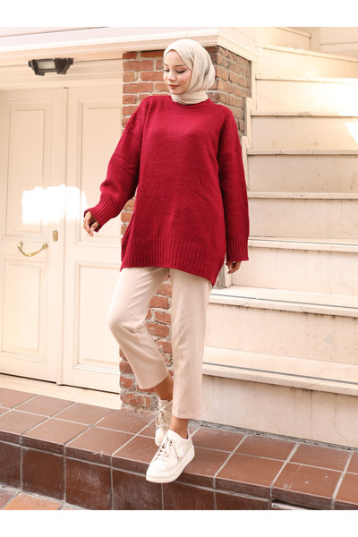 VAV Wide Sleeve Soft Sweater - Burgundy -