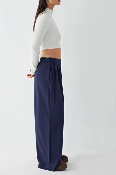 Hiccup Modal Touch Pile Detailed Wide Leg Trousers