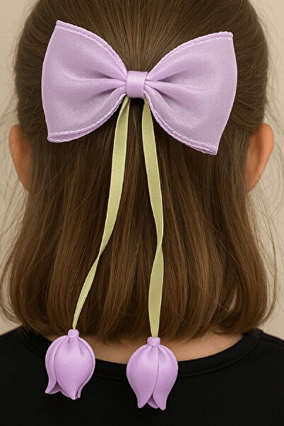 TAKIŞTIR Purple and Green Color Tulip Figured Ribbon Vending Machine Buckle