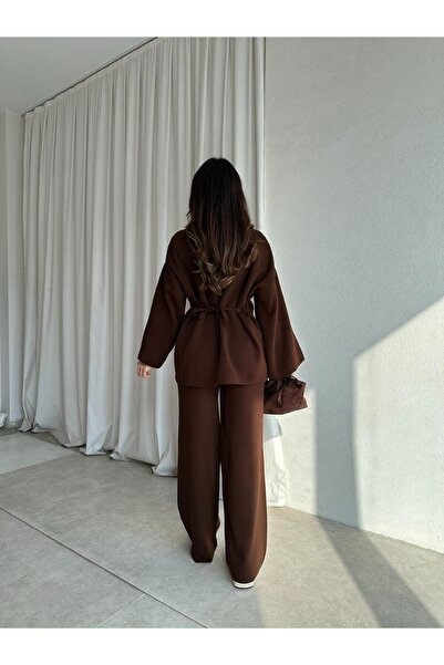 Mooi Butik MOON Triko Takım 8650 - Kahverengi