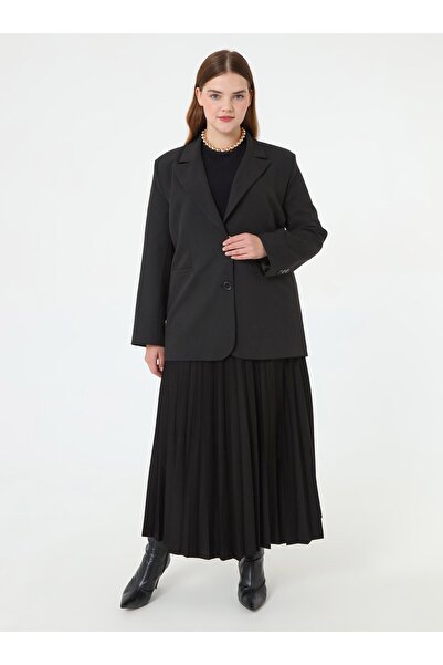 ALİA Klasik Büyük Beden Ceket - Siyah -