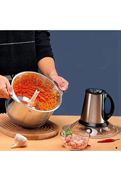 hoffmans TurboChef Electric Chopper 1000W – 3L Stainless Steel Bowl, 4 Blades, Meat and Fruit