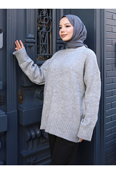 VAV Wide Sleeve Soft Sweater - Gray -