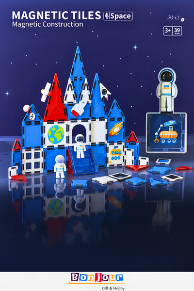 Toyaş Manyetik Yapı Blokları Çocuklar Için Renkli 3 Boyutlu Manyetik Karo Oyu...