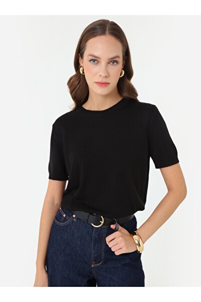 Refka Πλεκτό πουλόβερ με κοντό μανίκι με μαλακά πλεκτά - Μαύρο -