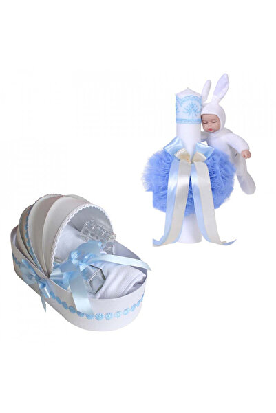 BebeNou Σετ Δώρου Βάπτισης με Λαμπάδα & Μπλε Διακόσμηση για Αγόρια