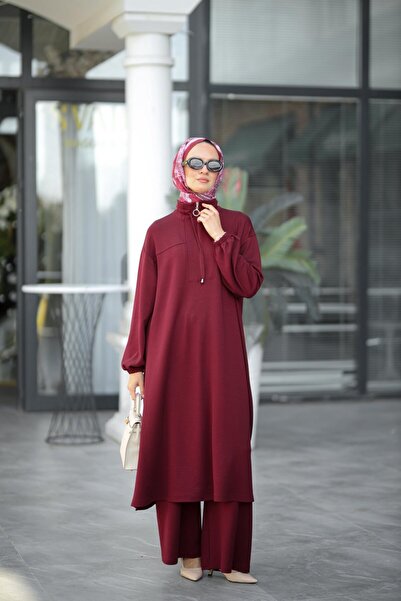 NS Moda Tesettür Feza Suit Burgundy
