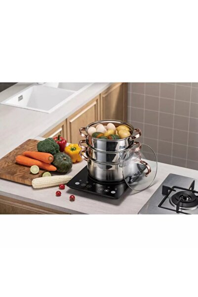 Klausberg Oala fiert la abur, 4 elemente, cu manere roze gold, 24cm, 5.0L,