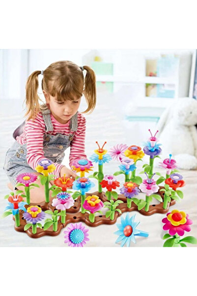 BubbyPlay 52 Parça Çiçek Bahçesi Yapım Seti Eğitici Blok Oyuncak Montessori Zeka ve İnce Motor Gelişimi