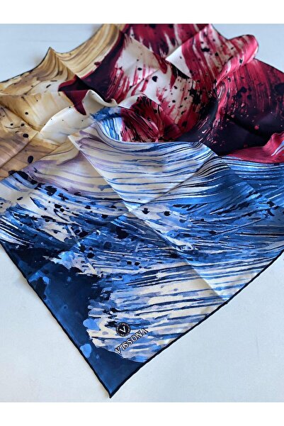 Vissona Eșarfă de mătase Tivil 50929 - 1 model acuarelă albastră