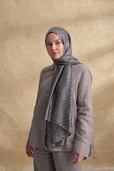 ARMANDA Jose Jakar Chain Desen Şal - Füme