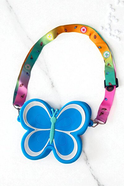 TAKIŞTIR Blue Color Butterfly Figured Pop-It Children's Bag