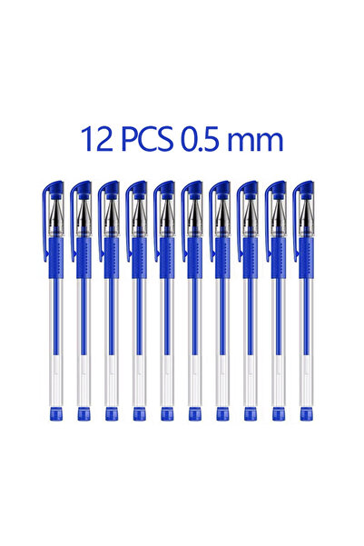Choice النوع B 12 قلم جل أزرق صندوق 12 قطعة سعة كبيرة بدون إعادة تعبئة أدوات ...