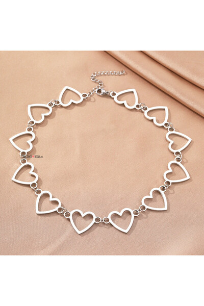 KEVSA Jewelry Colier din oțel inoxidabil – Lanț de inimioare (Choker) - LPD1243