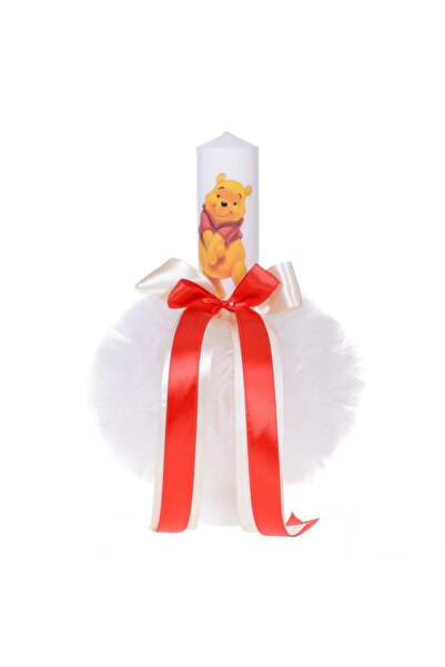 BebeNou Λαμπάδα Βάπτισης για Κορίτσια, Κόκκινο Διακοσμητικό, Χαριτωμένο Αρκου...