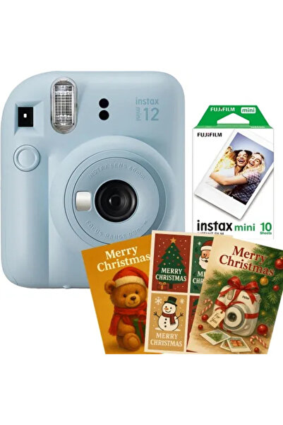 Fujifilm Aparat foto Instax Mini 12 albastru pastel cu film mini 1x10 și 3 felicitări