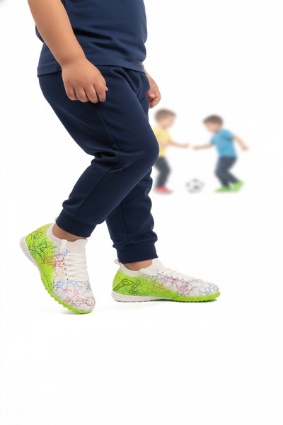 Playup حذاء رياضي للأولاد باللون الأبيض والأخضر مع جوارب للكاحل طراز FH-252-1...