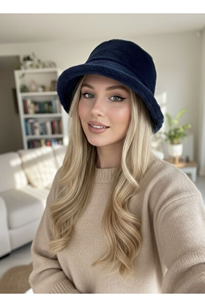 Goldmine Плюшева шапка-відро синього кольору