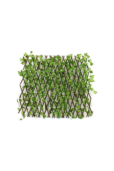 DEFNE DECOR Yapay Sarmaşık Çit 3x1.2 Cm, Bahçe Balkon Çiti Ahşap Akordiyon Çit