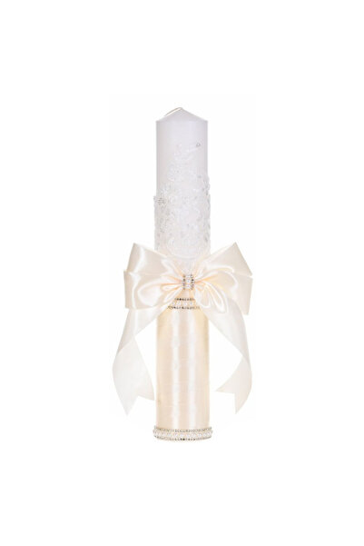 BebeNou Lumânare elegantă de botez Denikos® C1196, dantelă fildeș