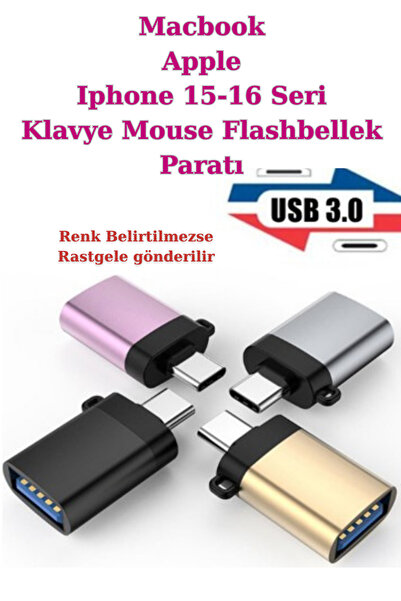 harry Iphone 15 16 Seri Macbook Apple Çeviri Adaptörü Type C to Usb 3.0 Klavye Mouse Flaşhbellk Aparatı