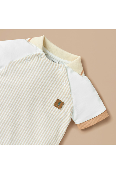 Juniors Striped Romper with Raglan Short Sleeves