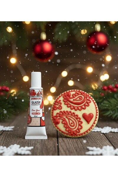 ŞEKER & SUGAR Şeker&Sugar Yılbaşı Kurabiye ve Cupcake için Yenilebilir KIRMIZI GLAZÜR (40gr)
