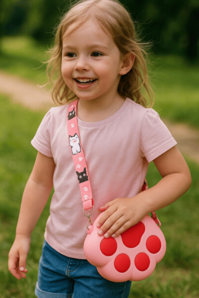TAKIŞTIR Pink Color Paw Figured Children's Bag