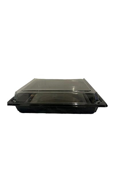 BLACK Tavă pătrată din plastic cu capac transparent, 275 x 237 mm