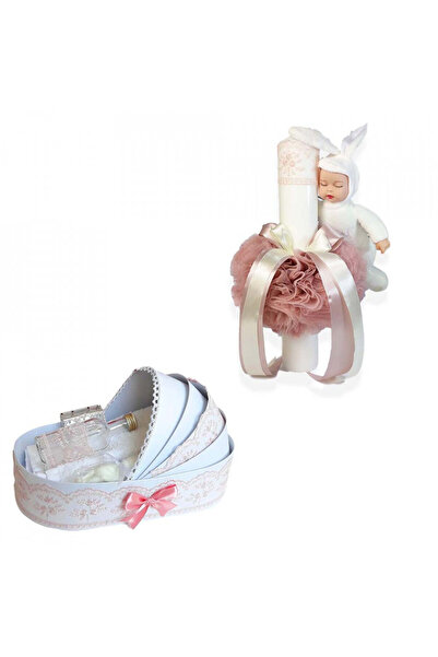 BebeNou Σετ Βάπτισης για Κορίτσι με Λαμπάδα & Λαγουδάκι - Denikos® 170