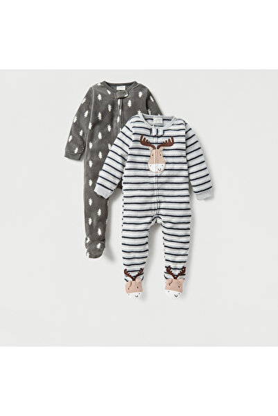 Juniors Printed Closed Feet Sleepsuit with Long Sleeves - Set of 2