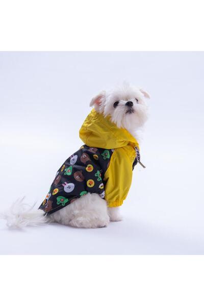 Pawstar Osaka Smile Yellow Emoji Pattern Dog Coat Dog Raincoat Dog Outfit Dog...