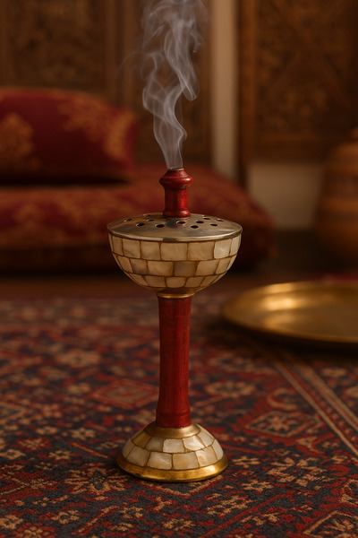 Dania ✨ مبخرة اللمسة الهندية الفاخرة – إبداع الصدف والمعدن الفضي ✨