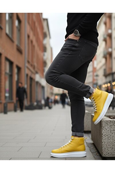 EBRUS TREND Et0713 Lace-Up Yellow High Sole Men's Style Sports Boots