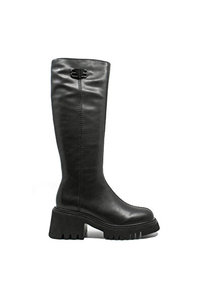 Anna Viotti γυναικείες μαύρες Δερμάτινο μπότες μέχρι το γόνατο με πλατφόρμα κ...