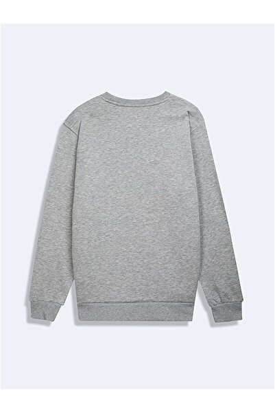 Ltb Світшот з довгими рукавами, коміром-стійкою, сірий