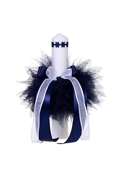 BebeNou Lumânare de botez pentru băiat, flori bleumarin, Denikos® 54 NKO1568