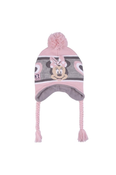 Cerda Căciulă pentru copii, Minnie Mouse, cu pompom și urechi, roz și gri